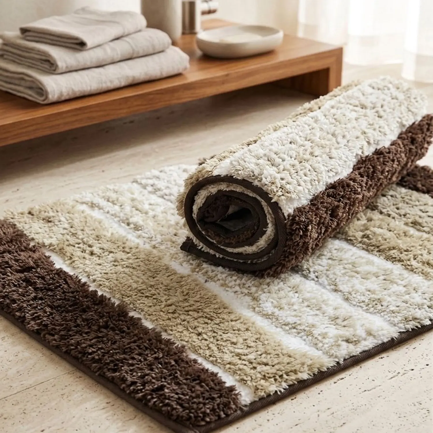 Luxury Stone Anti-Slip Bath Mat | Super Soft Absorbent Non – Slip Bathroom Floor Rug | Quick Dry Shaggy Bath Mat for Ho...